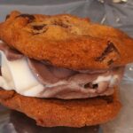 One of the desserts we offer in Temiskaming Shores, New Liskeard, Englehart, Cobalt, and Elk Lake. A photo of our Ice Cream Cookie Sandwich at Loaves and Fishes Family Kitchen.